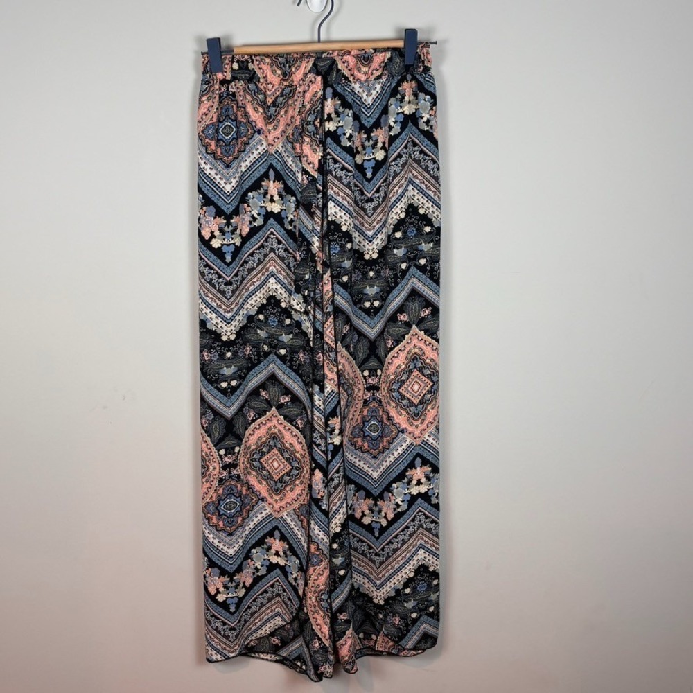 Persaya Womens Multicolor Open Leg Wide Leg Boho Pull-on Pants sz MED Resortwear